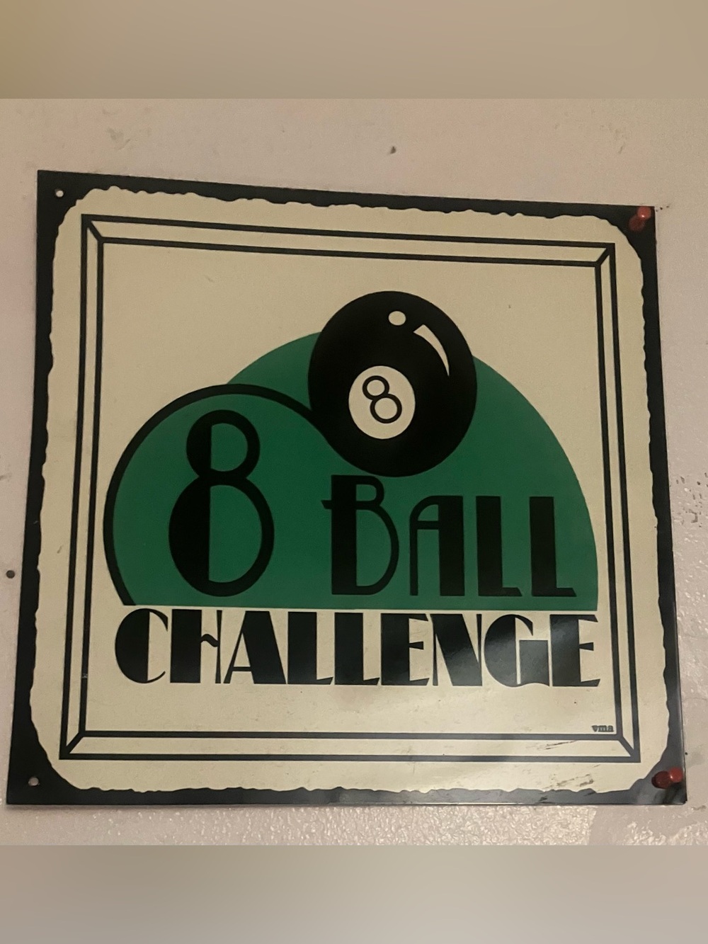 8 Ball Challenge Pool Metal Sign Wall Decor
